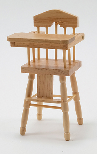 Dollhouse Miniature High Chair, Oak